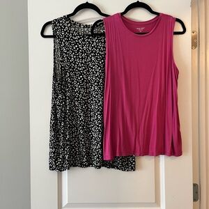 Nine West Pink Sleeveless Relaxed Tank Tops- set of 2 tanks